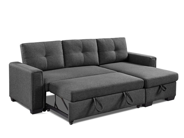 92" Dark Gray Polyester Blend Convertible Futon Sleeper Sofa With Black Legs
