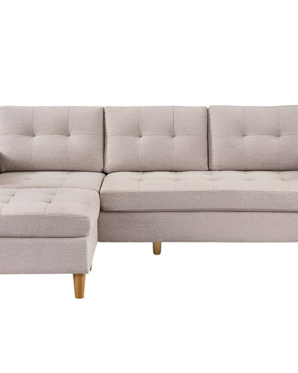 87" Beige Polyester Blend Sofa With Ottoman With Natural Legs