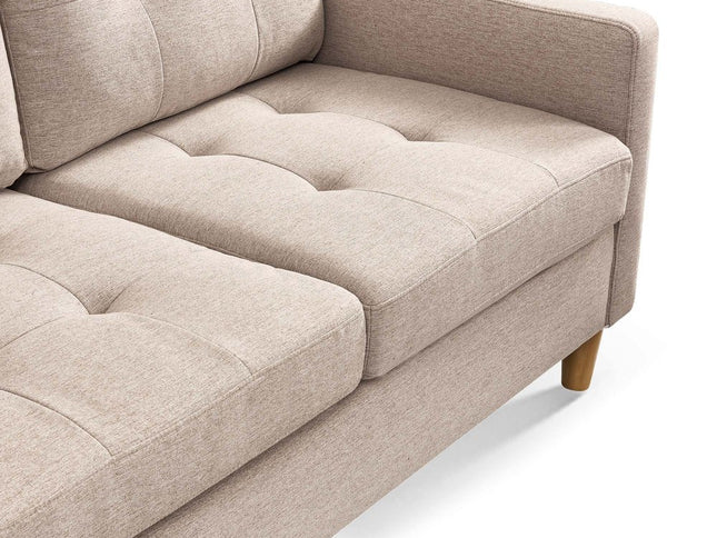 87" Beige Polyester Blend Sofa With Ottoman With Natural Legs