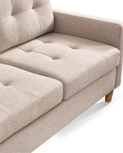 87" Beige Polyester Blend Sofa With Ottoman With Natural Legs
