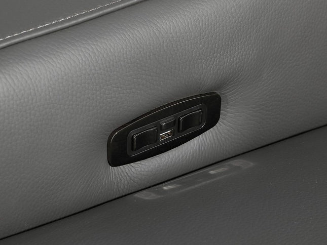 Dark Gray Italian Leather Power Reclining L Shaped Five Piece Corner Sectional