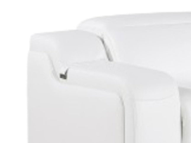 White Italian Leather Power Reclining L Shaped Five Piece Corner Sectional