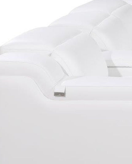 White Italian Leather Power Reclining L Shaped Six Piece Corner Sectional With Console