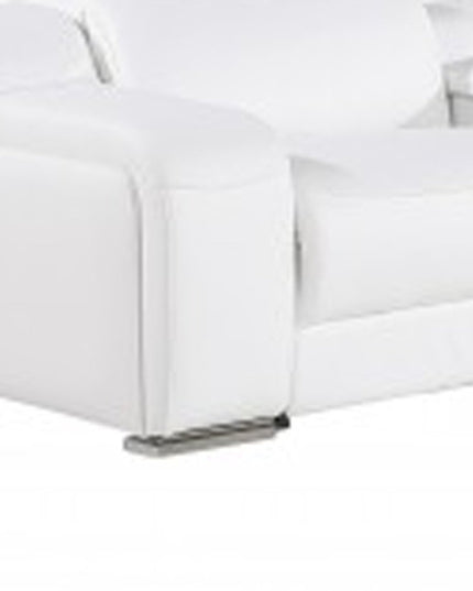White Italian leather 3 power reclining seats L shaped Seven Piece Corner Sectional With Console