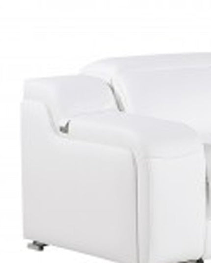 White Italian leather 4 power reclining seats L shaped Seven Piece Corner Sectional With Console