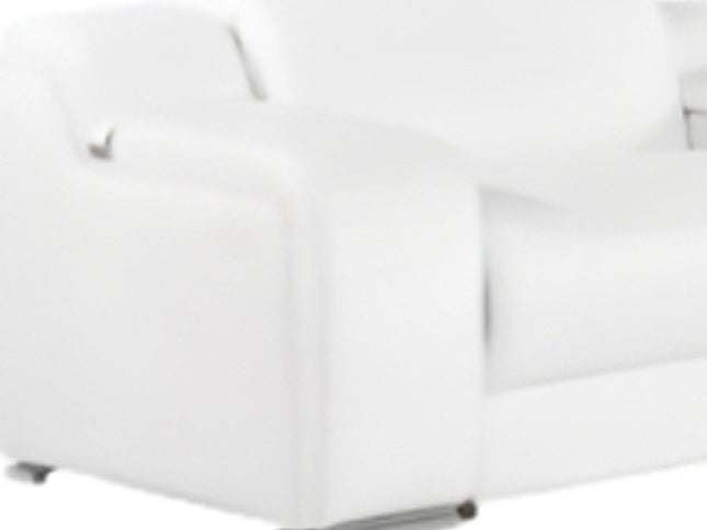 White Italian Leather 4 Power Reclining L Shaped Eight Piece Corner Sectional With Console