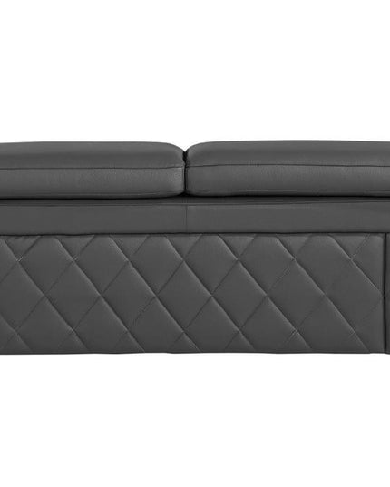 70" Dark Gray And Silver Metallic Leather Loveseat
