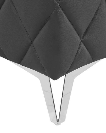 70" Dark Gray And Silver Metallic Leather Loveseat