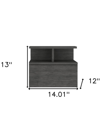 13" Dark Gray Wood One Drawer Floating Nightstand
