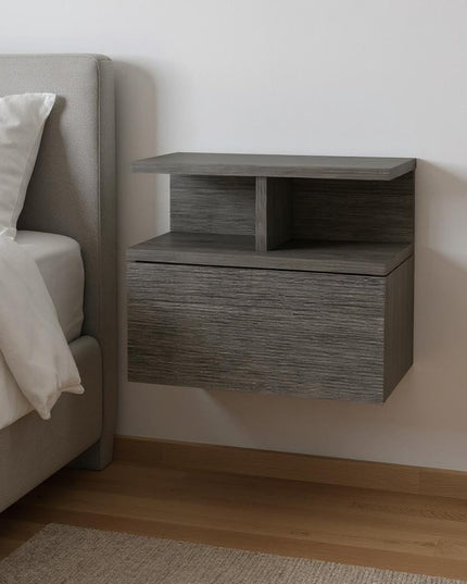 13" Dark Gray Wood One Drawer Floating Nightstand