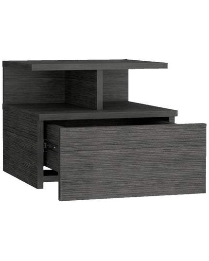 13" Dark Gray Wood One Drawer Floating Nightstand