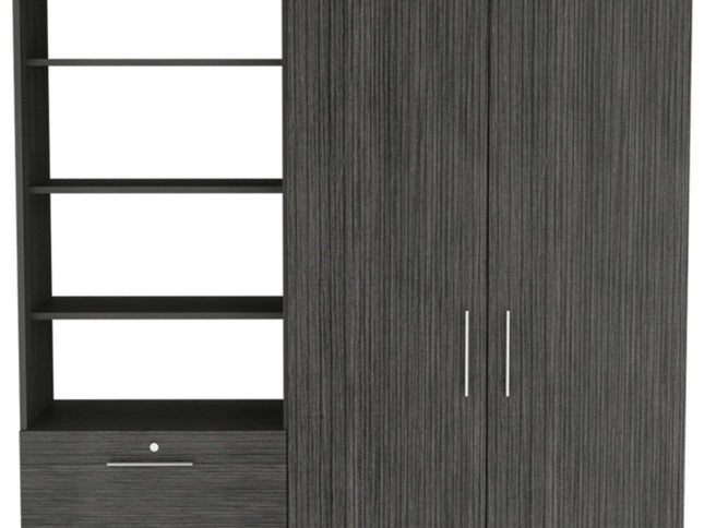 59" Gray Three Drawer Combo Dresser