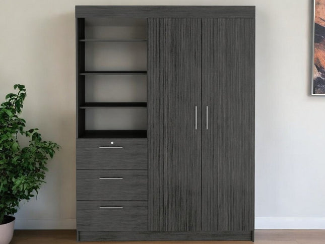 59" Gray Three Drawer Combo Dresser