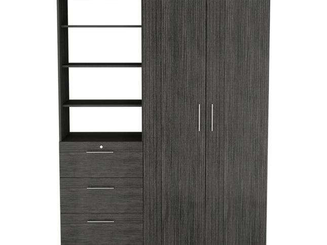 59" Gray Three Drawer Combo Dresser