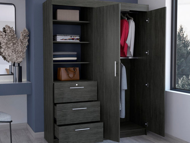 59" Gray Three Drawer Combo Dresser