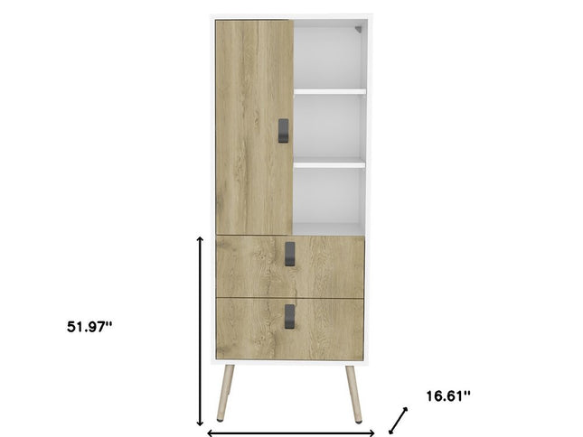 20" White and Natural Two Drawer Chest