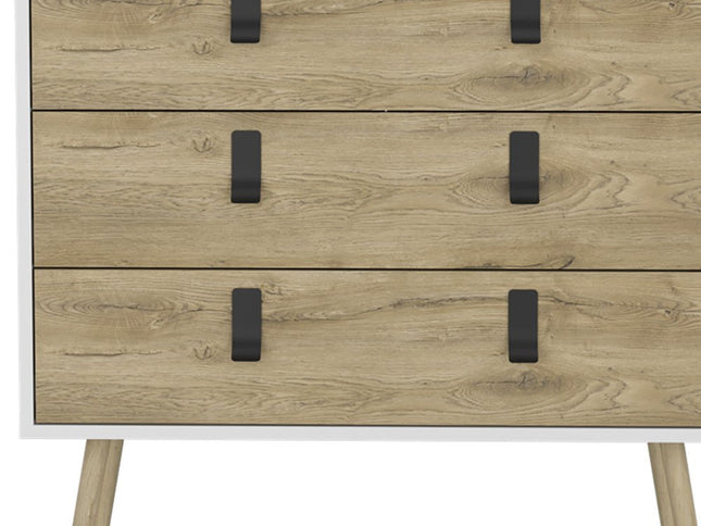 32" White and Natural Three Drawer Dresser