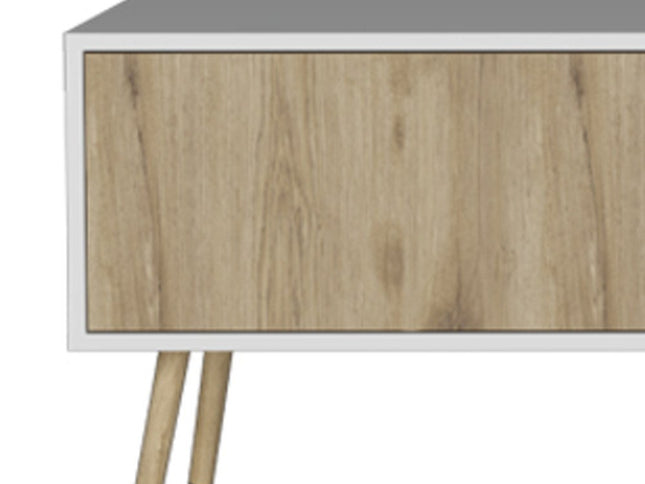 71" White And Beige Enclosed And Open Storage TV Stand