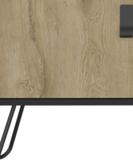 48" Beige and Black Cabinet Open And Enclosed Storage TV Stand