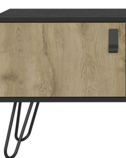 48" Beige and Black Cabinet Open And Enclosed Storage TV Stand