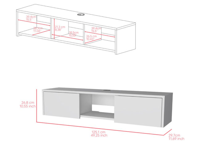 49" White Floating Mount TV Stand