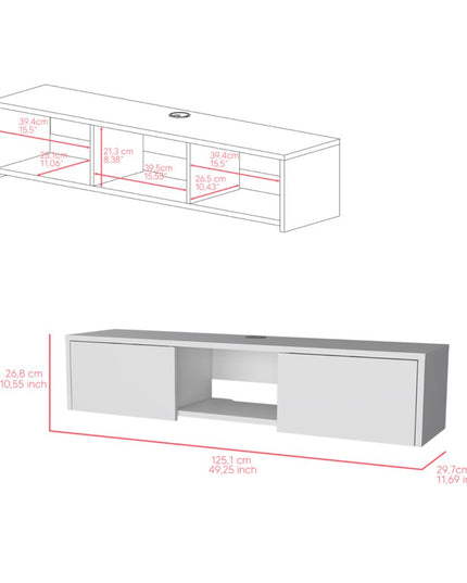 49" White Floating Mount TV Stand