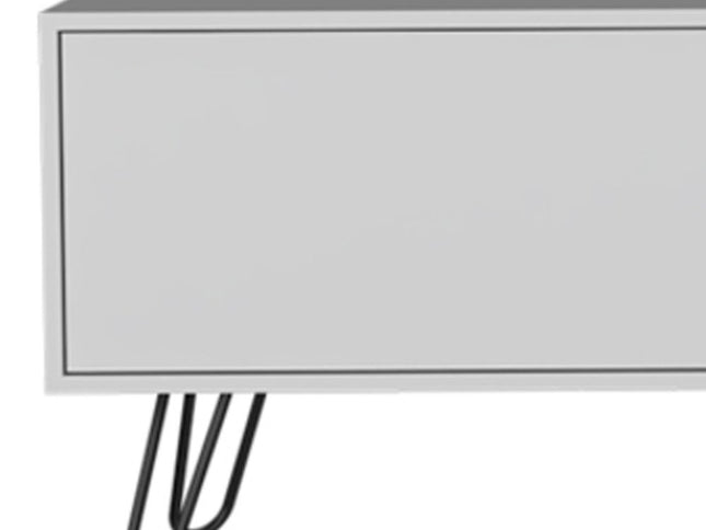 71" White Cabinet Open And Enclosed Storage TV Stand