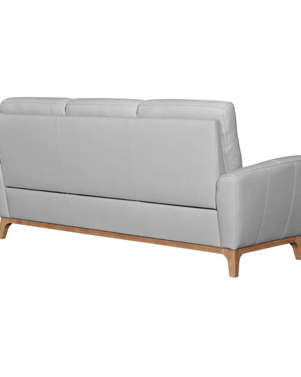 83" Gray Leather Sofa With Brown Legs