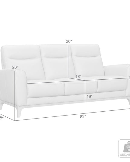 83" Gray Leather Sofa With Brown Legs