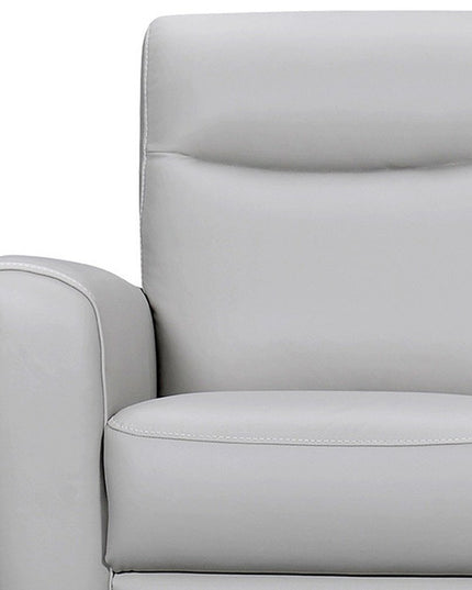 83" Gray Leather Sofa With Brown Legs