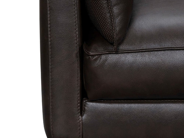 87" Dark Brown Leather Sofa And Toss Pillows With Brown Legs