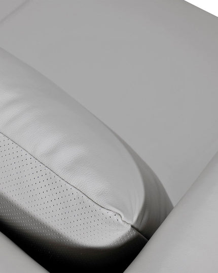 85" Gray Leather Sofa With Brown Legs