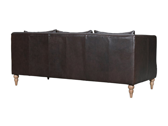 85" Dark Brown Leather Sofa With Brown Legs