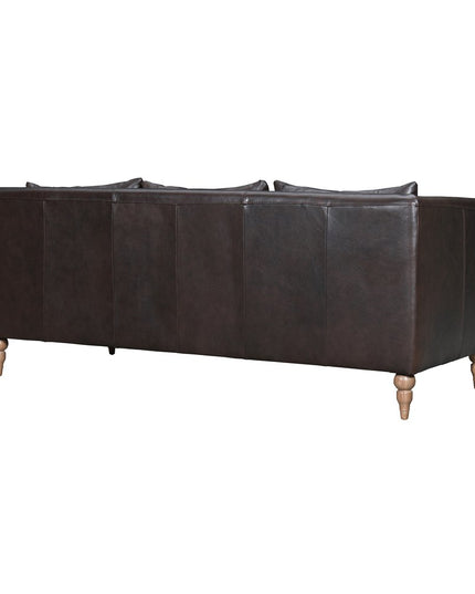 85" Dark Brown Leather Sofa With Brown Legs