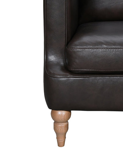 85" Dark Brown Leather Sofa With Brown Legs