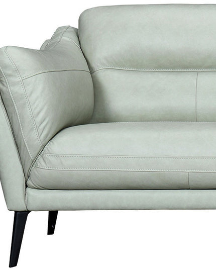 87" Mint Green Leather Sofa With Black Legs