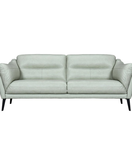 87" Mint Green Leather Sofa With Black Legs