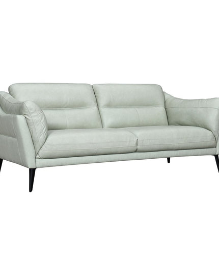 87" Mint Green Leather Sofa With Black Legs
