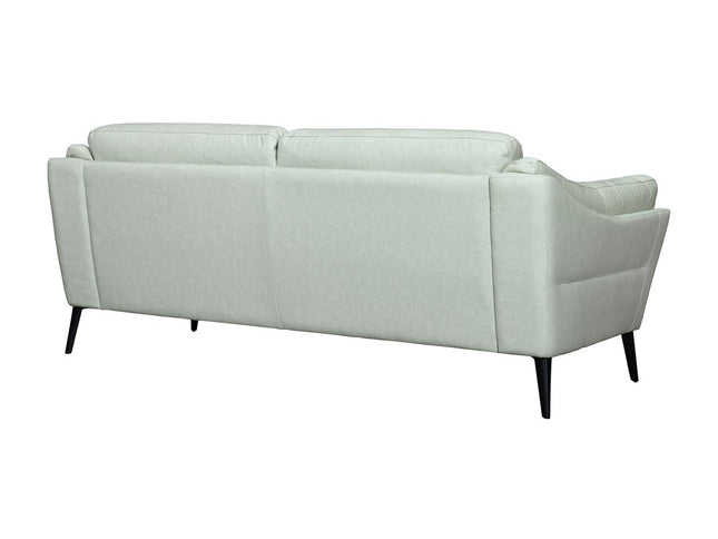 87" Mint Green Leather Sofa With Black Legs