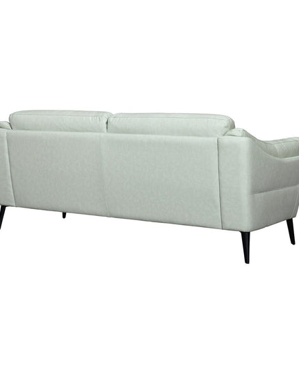 87" Mint Green Leather Sofa With Black Legs