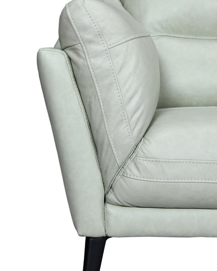 87" Mint Green Leather Sofa With Black Legs