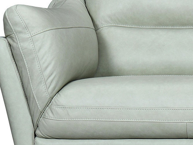 87" Mint Green Leather Sofa With Black Legs