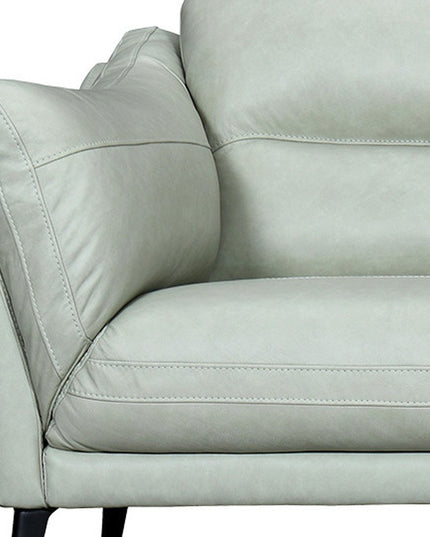 87" Mint Green Leather Sofa With Black Legs