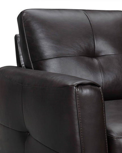 82" Black Leather Sofa With Brown Legs