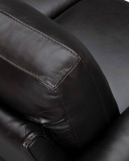 82" Black Leather Sofa With Brown Legs