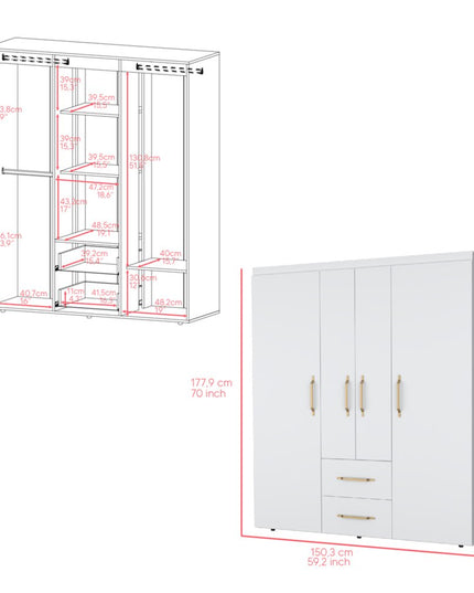 59" Black Two Drawer Combo Dresser