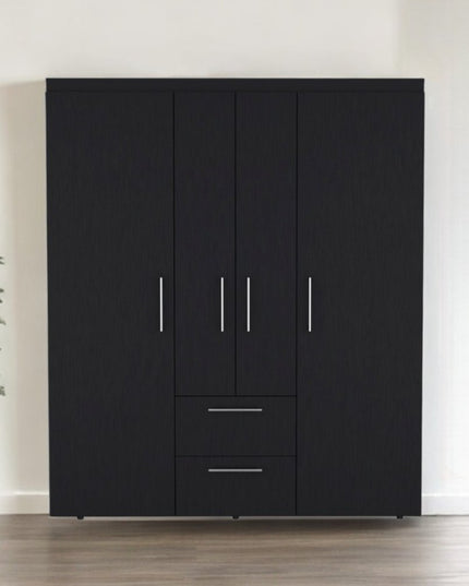 59" Black Two Drawer Combo Dresser