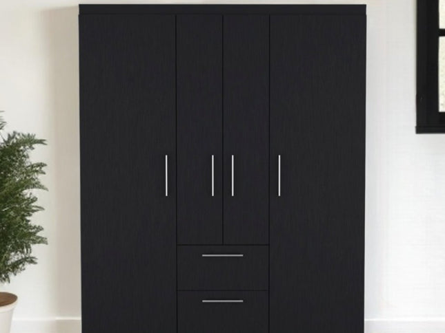 59" Black Two Drawer Combo Dresser