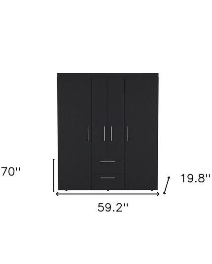 59" Black Two Drawer Combo Dresser