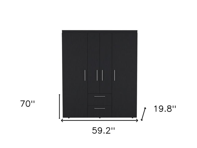 59" Black Two Drawer Combo Dresser